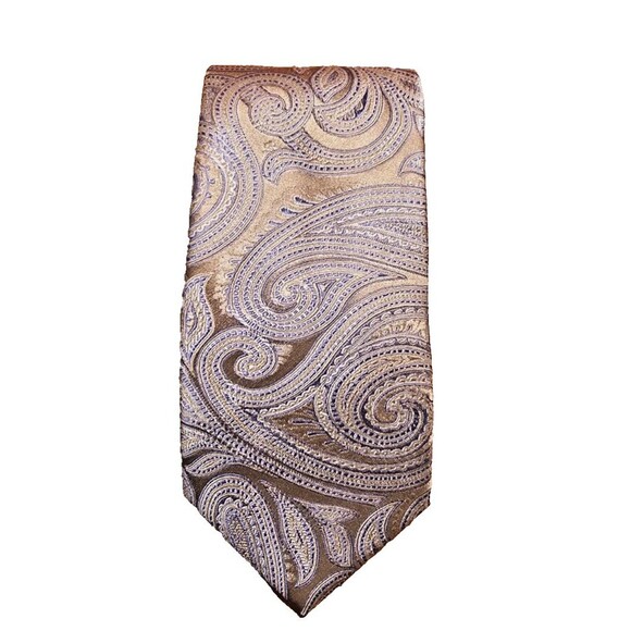 Michael Kors Gold and Blue Paisley Necktie - Picture 1 of 4